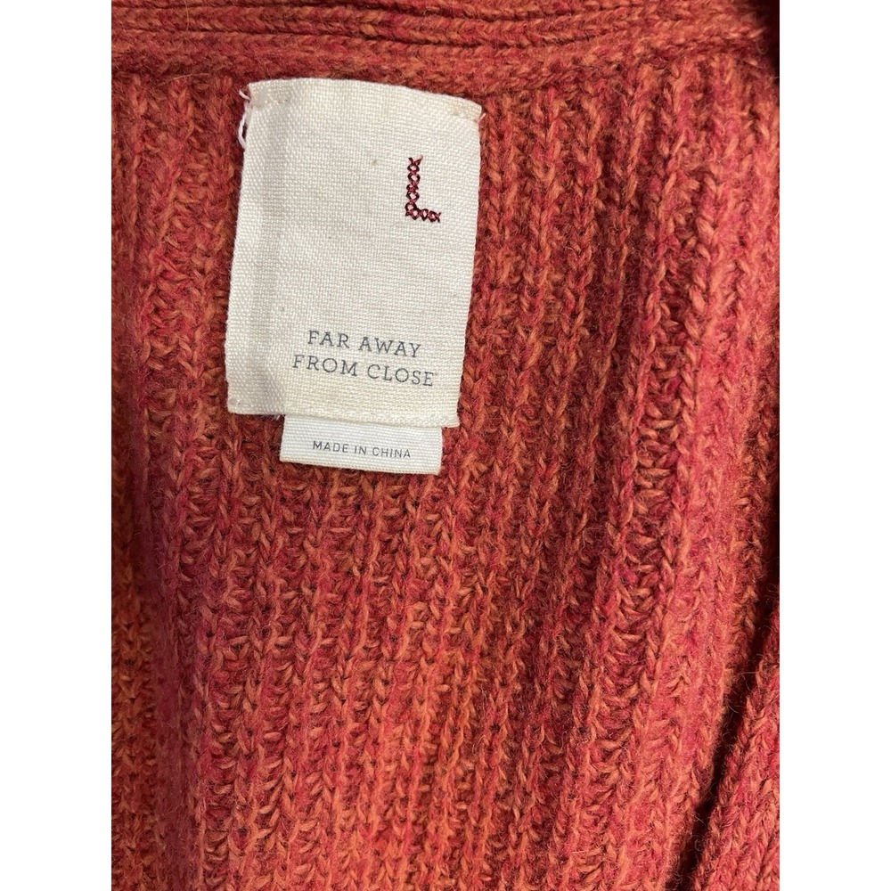 Anthropologie Far Away‎ From Close Pauline Cable Knit Cardigan Hi Lo Granny L - Picture 15 of 16